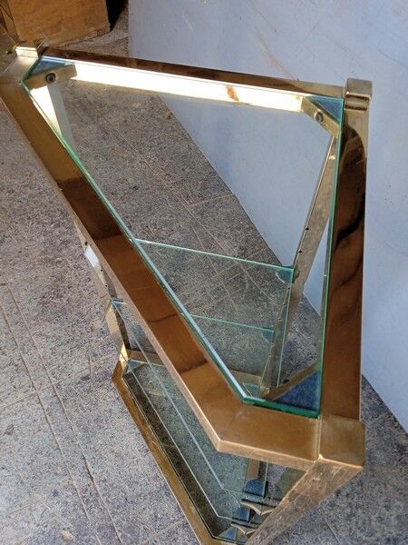 Neckline console metl gilded glass ep 1970