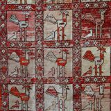 Kilim vintage fait main Sumak persan en soie artificielle 125cm x 183cm (19