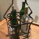Metal bottle basket and wooden handle