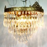3-light bronze crystal ceiling light