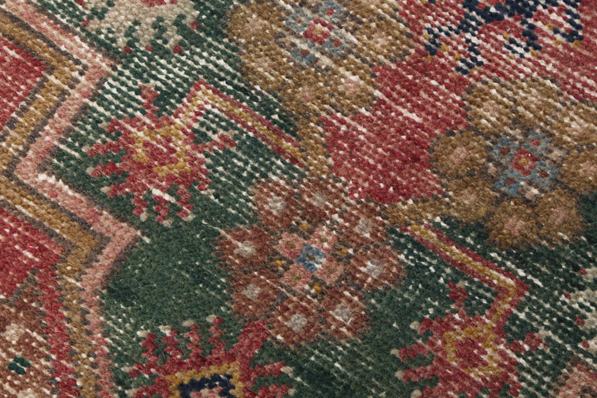 4x9 Shades Of Red & Green Oriental Turkish Vintage Rug, 134x284Cm