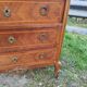 Louis XV, Louis XVI transitional style chest of drawers in marble and wood marquetry