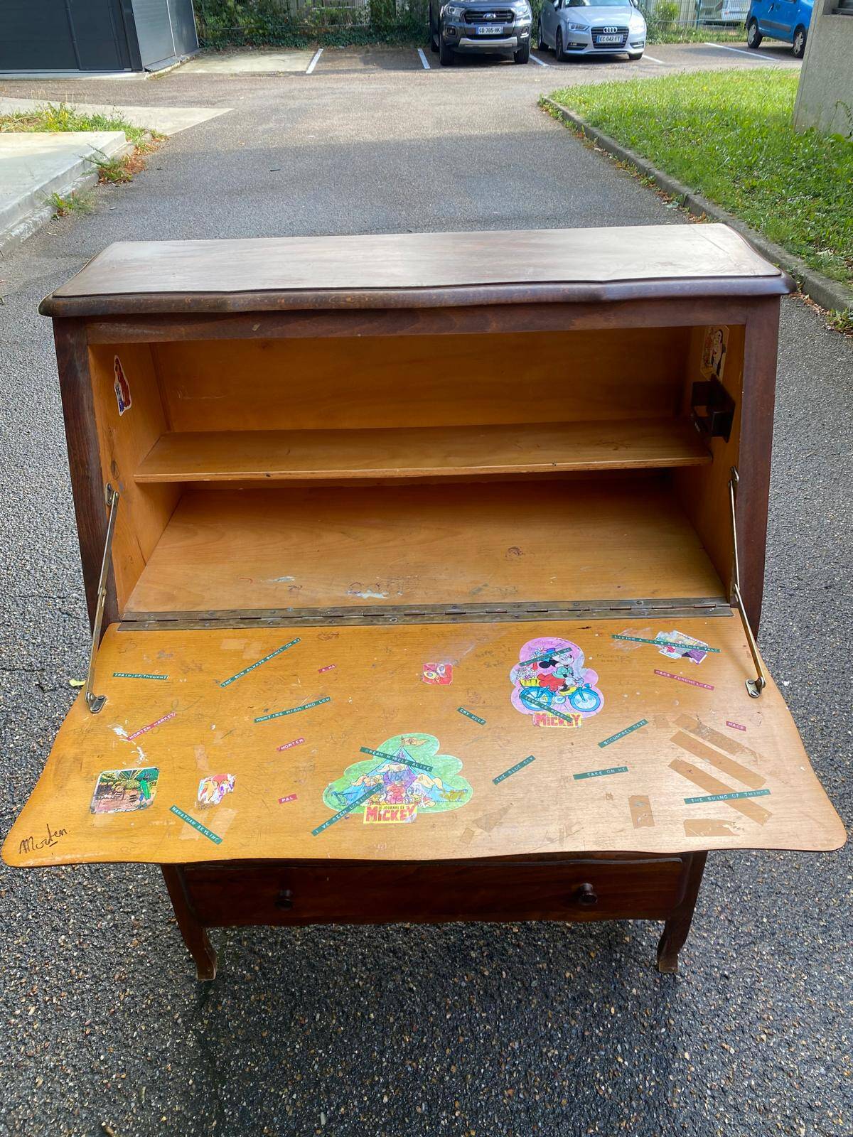 Louis XV style solid wood secretary