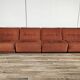 1970s modular armchairs in red fabric
