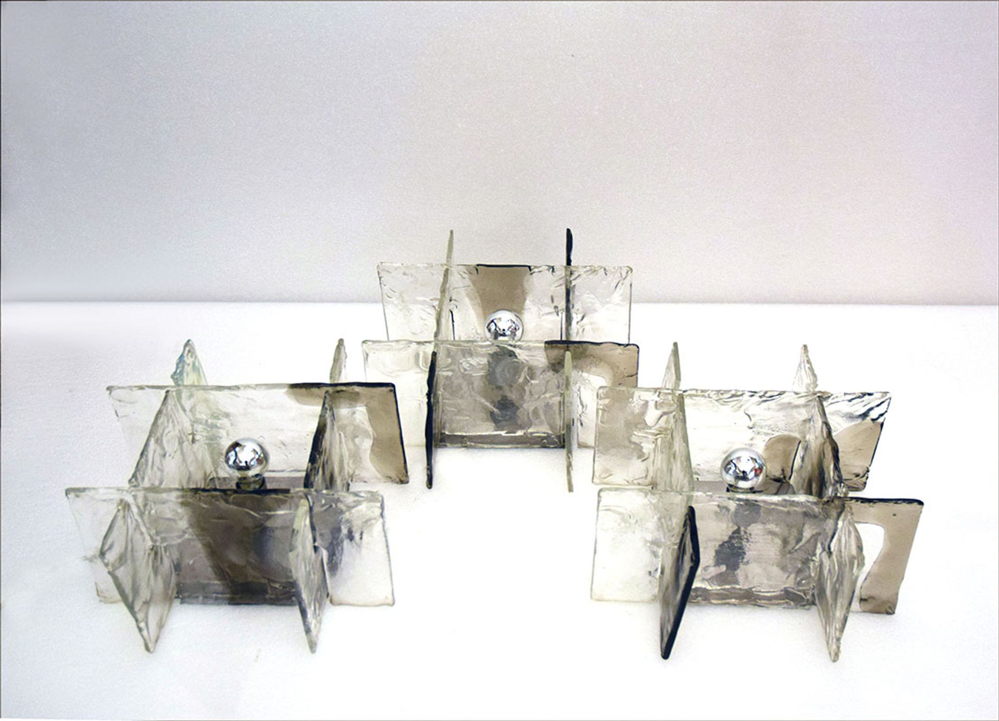 Carlo Nason for Mazzega Murano appliques 1970s, Set of 3