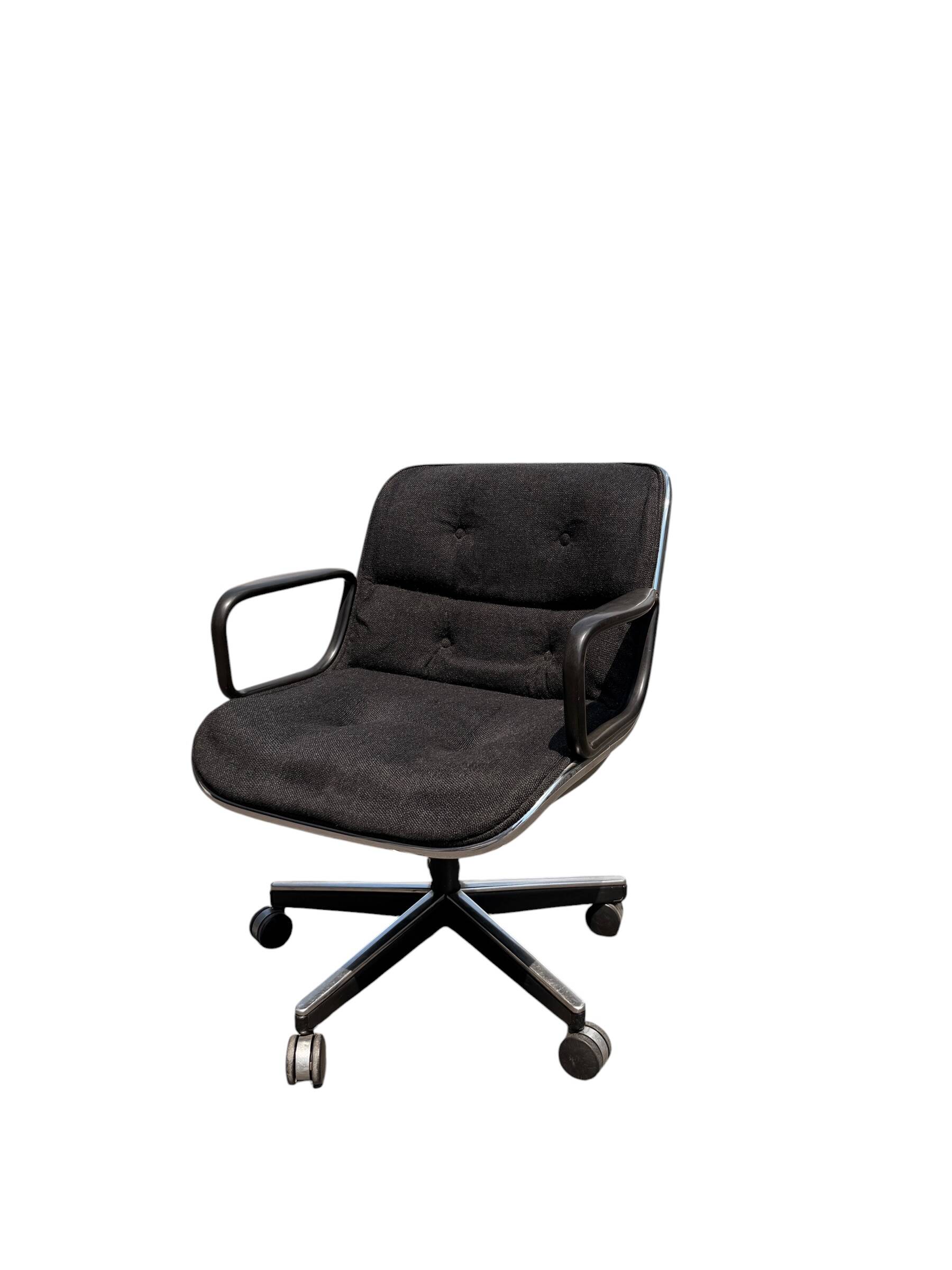 Charles Pollock Office Chair for Knoll - Grey Fabric on Wheels