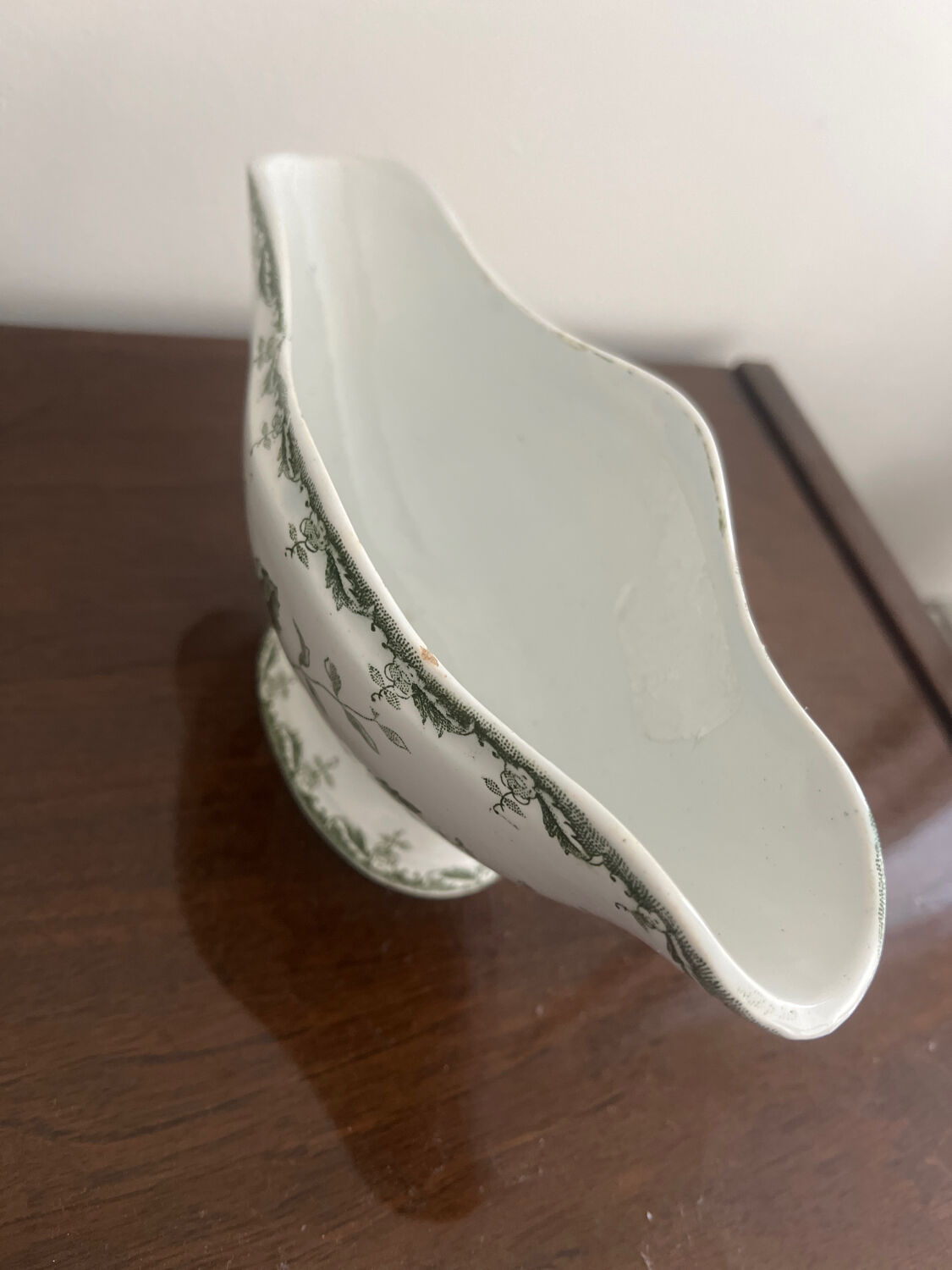 Sauceboat in earthenware Terre de Fer from St Amand and Hamage, Rosette model.