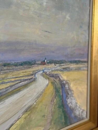 Swedish Oil on Panel “Räpplinge, Öland” by Emil Hagström, Vintage 70.5×55.5cm