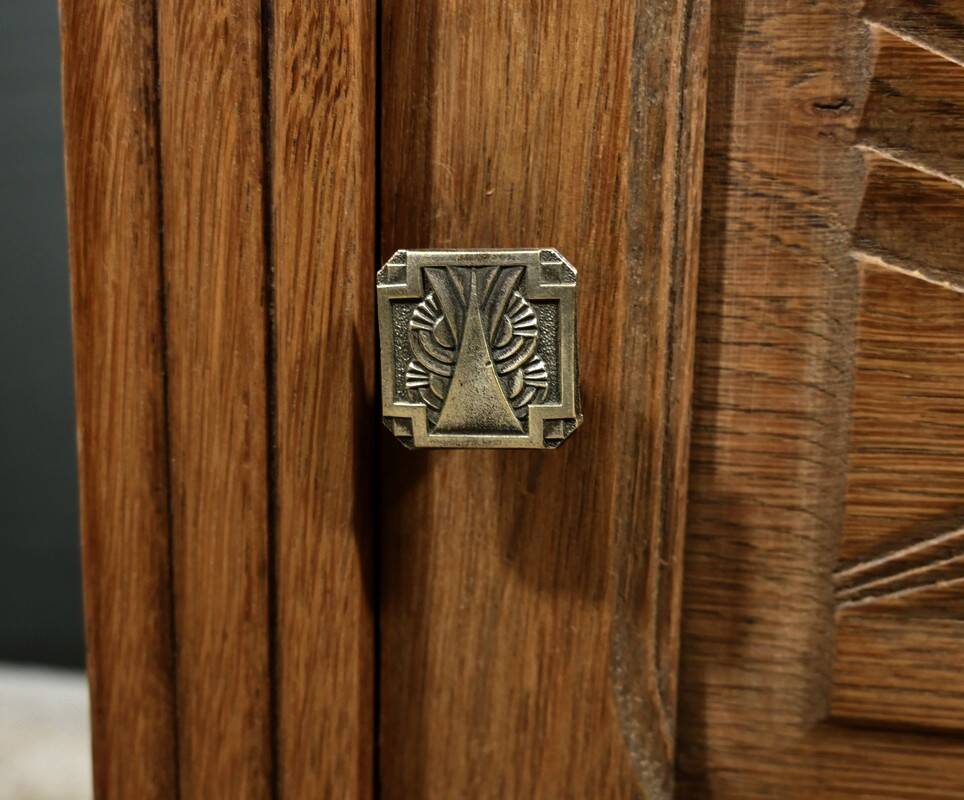 Living Room or Nightstand Table in Oak and Marble, Art Deco – 1930