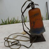 Art Deco lamp in glass paste and wrought iron with leaves