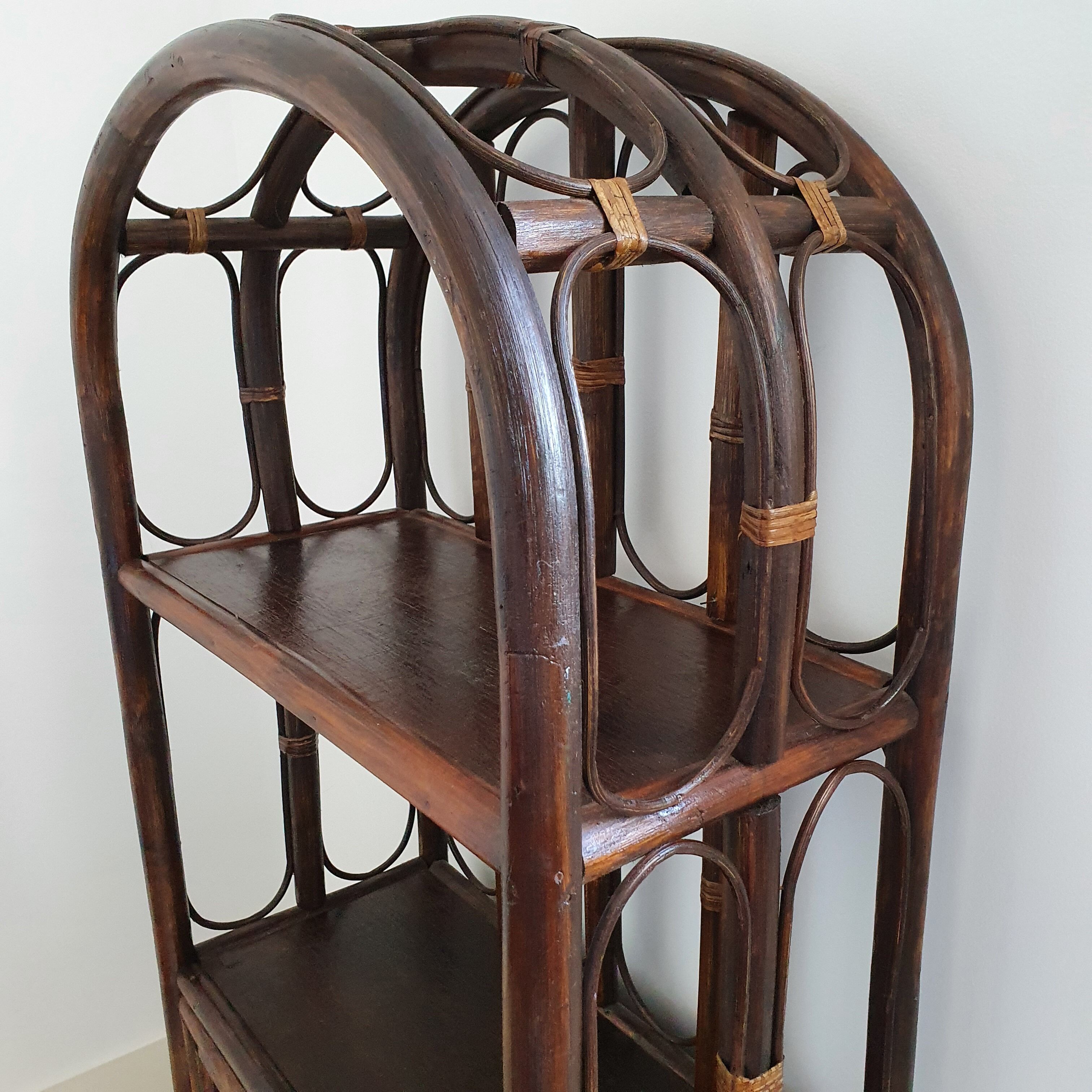 Rattan floor shelf and cannage from the 70s