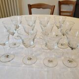 12 crystal wine glasses engraved with floral patterns
