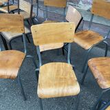 20 vintage mismatched industrial chairs school MULLCA tube & wood