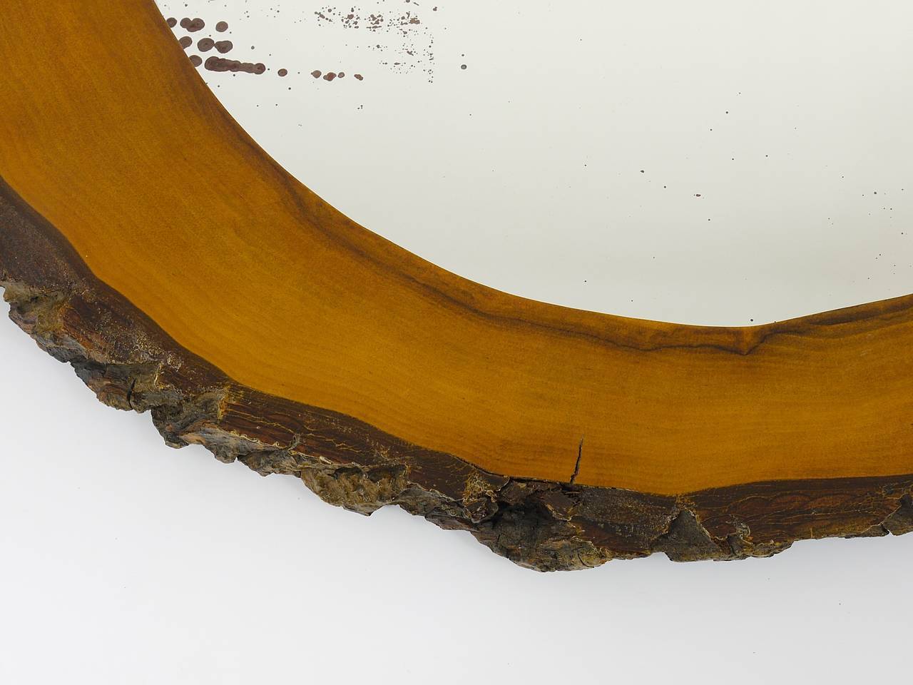 Wall mirror tree trunk in walnut, Carl Aubock modernist style, Austria, 1950s.