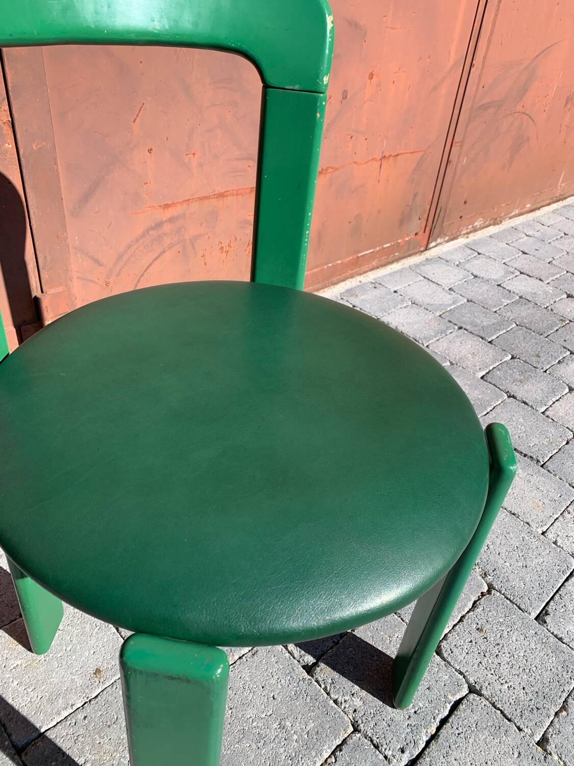 6 Bruno Rey Kush & co Green Stackable Chairs Circa 1970
