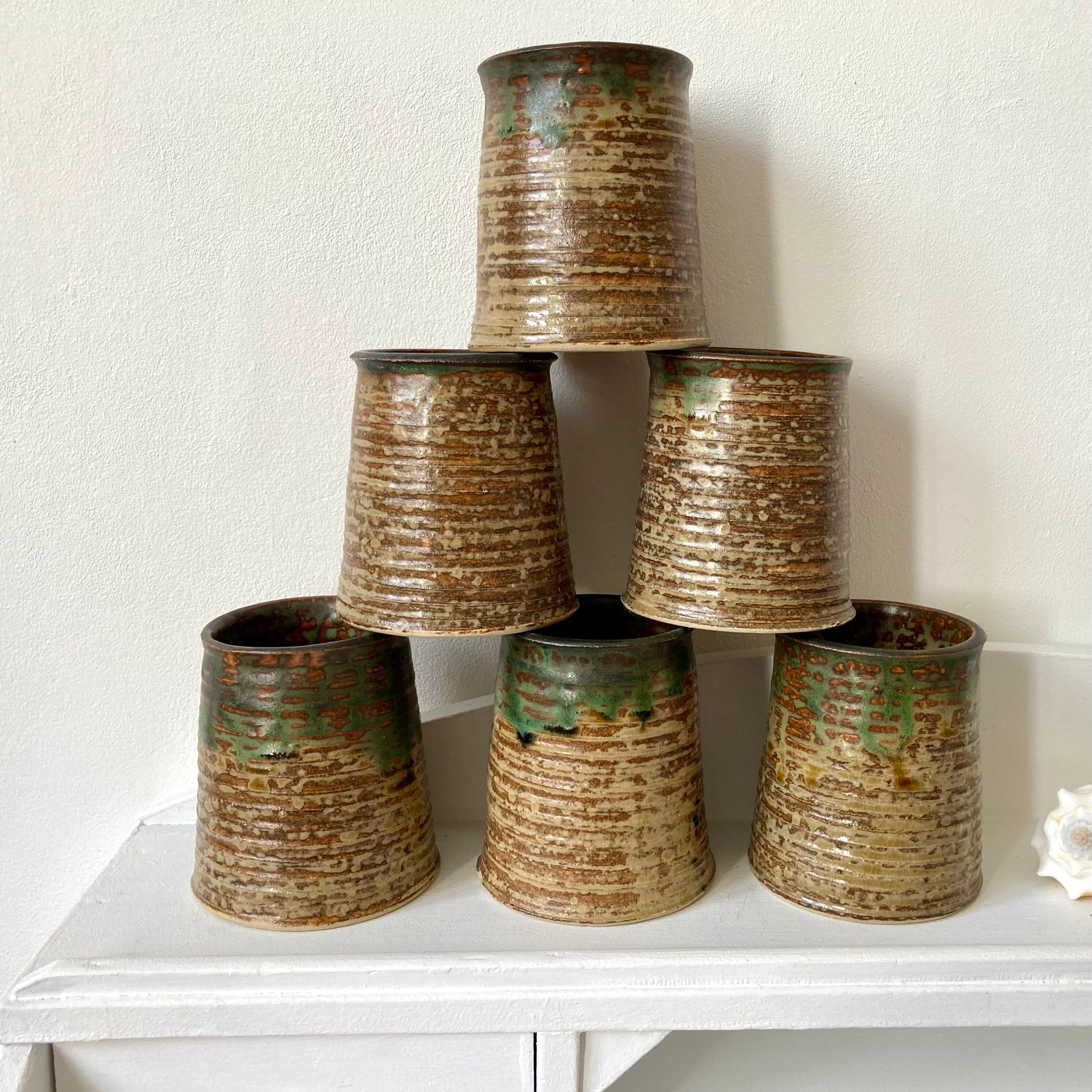 Set 6 cups cups vintage pyrite stoneware