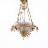 Brass chandelier from the first half of the 20th century.