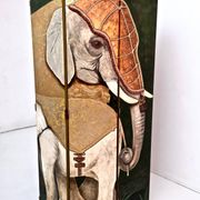 Postmodern five-panel room divider by doro with two asiatic elephants, italy