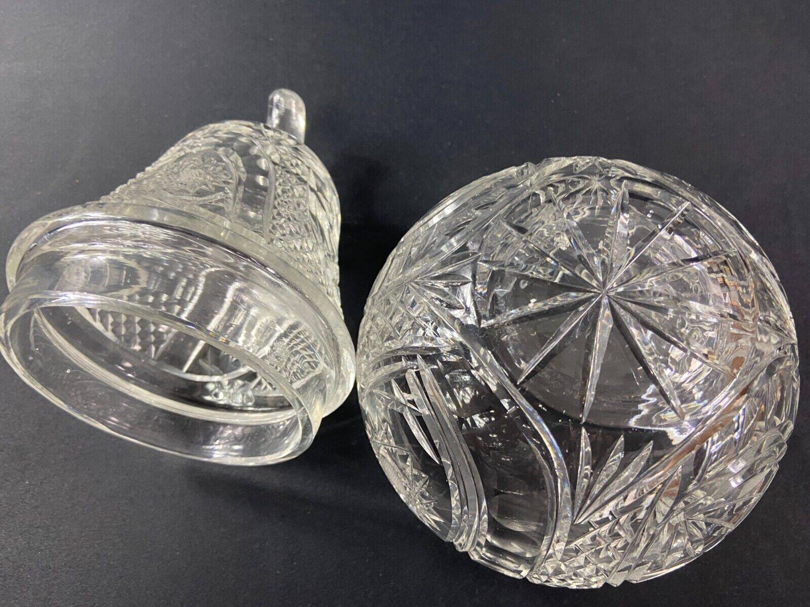 Large covered pear-shaped jar in Bohemian cut crystal