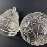 Large covered pear-shaped jar in Bohemian cut crystal