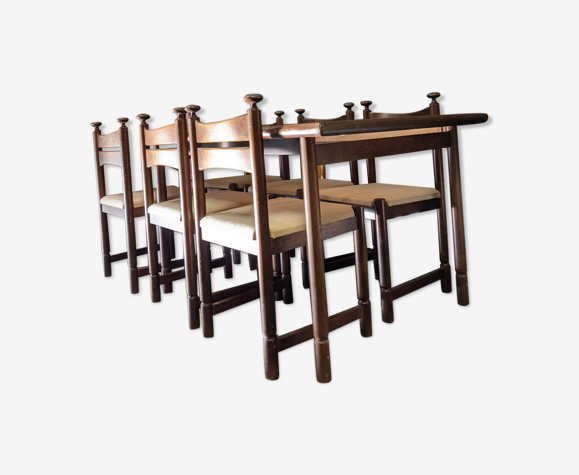 Mid century dining table set with 6 chairs asko export finnish scandinavian  | Selency