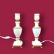 Pair of elegant antique lamp bases in alabaster and gilt brass