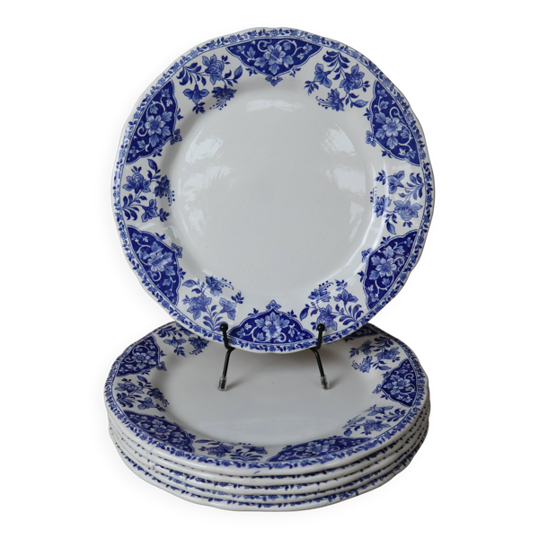 6 assiettes plates en faïence ancienne de Gien