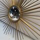 Golden metal witch's eye sun mirror from the 70s, 86cm.