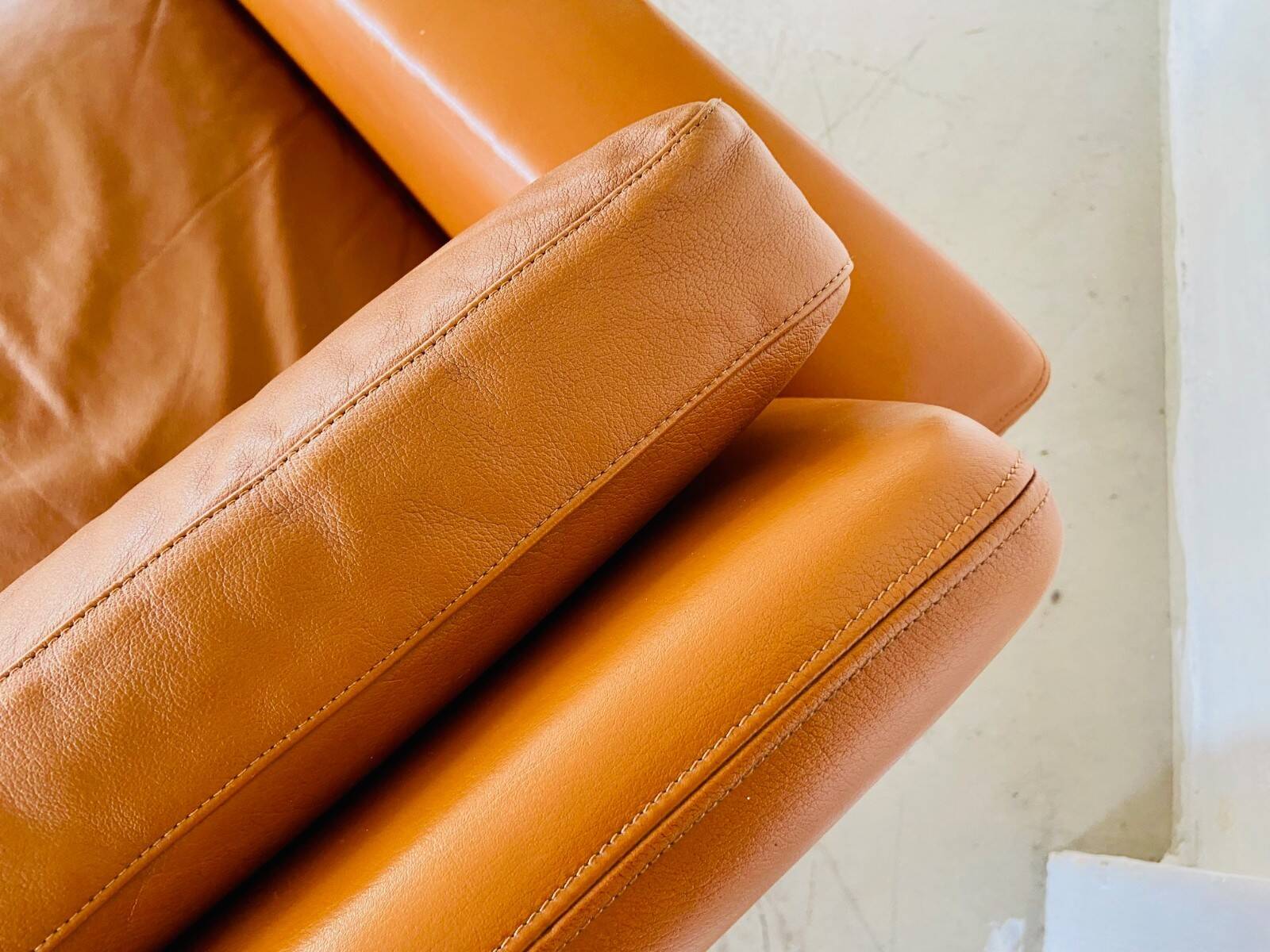 Mid-century vintage Danish 3-person sofa in cognac leather by Nili Stoppmøbler