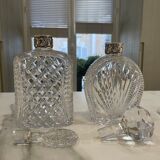 Pair of Decanters in crystal and silverware