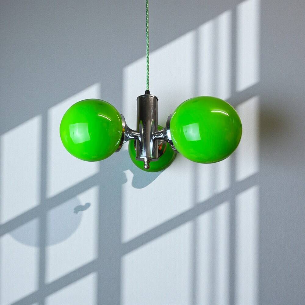 Space Age green glass hanging light