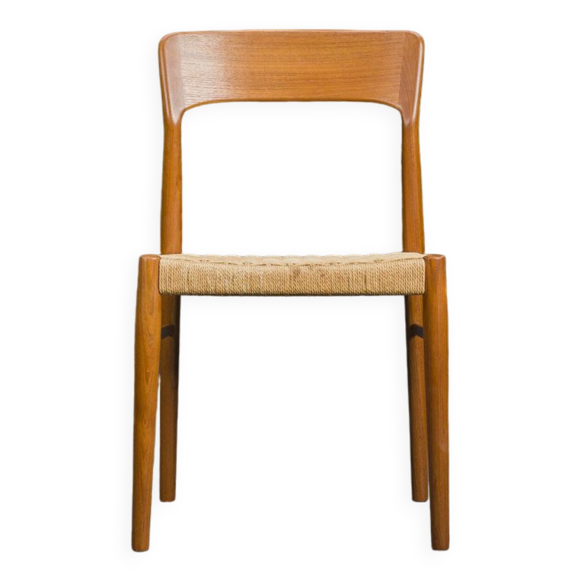 Danish Teak Dining Chair with Wicker by Henning Kjaernulf for Koruo Stolefabrik, 1960s