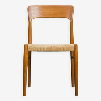 Danish Teak Dining Chair with Wicker by Henning Kjaernulf for Koruo Stolefabrik, 1960s