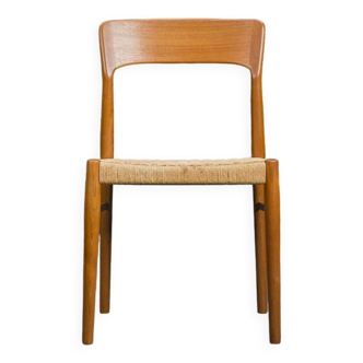 Danish Teak Dining Chair with Wicker by Henning Kjaernulf for Koruo Stolefabrik, 1960s