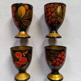 Vintage egg cups hand painted decor Russian vintage country decoration