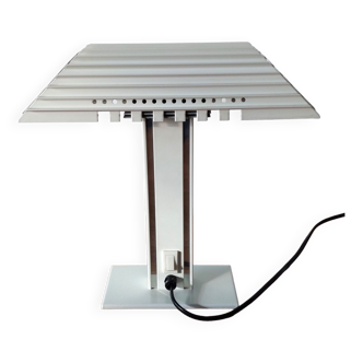 Desk lamp in white lacquered aluminum 1980 Aluminor.