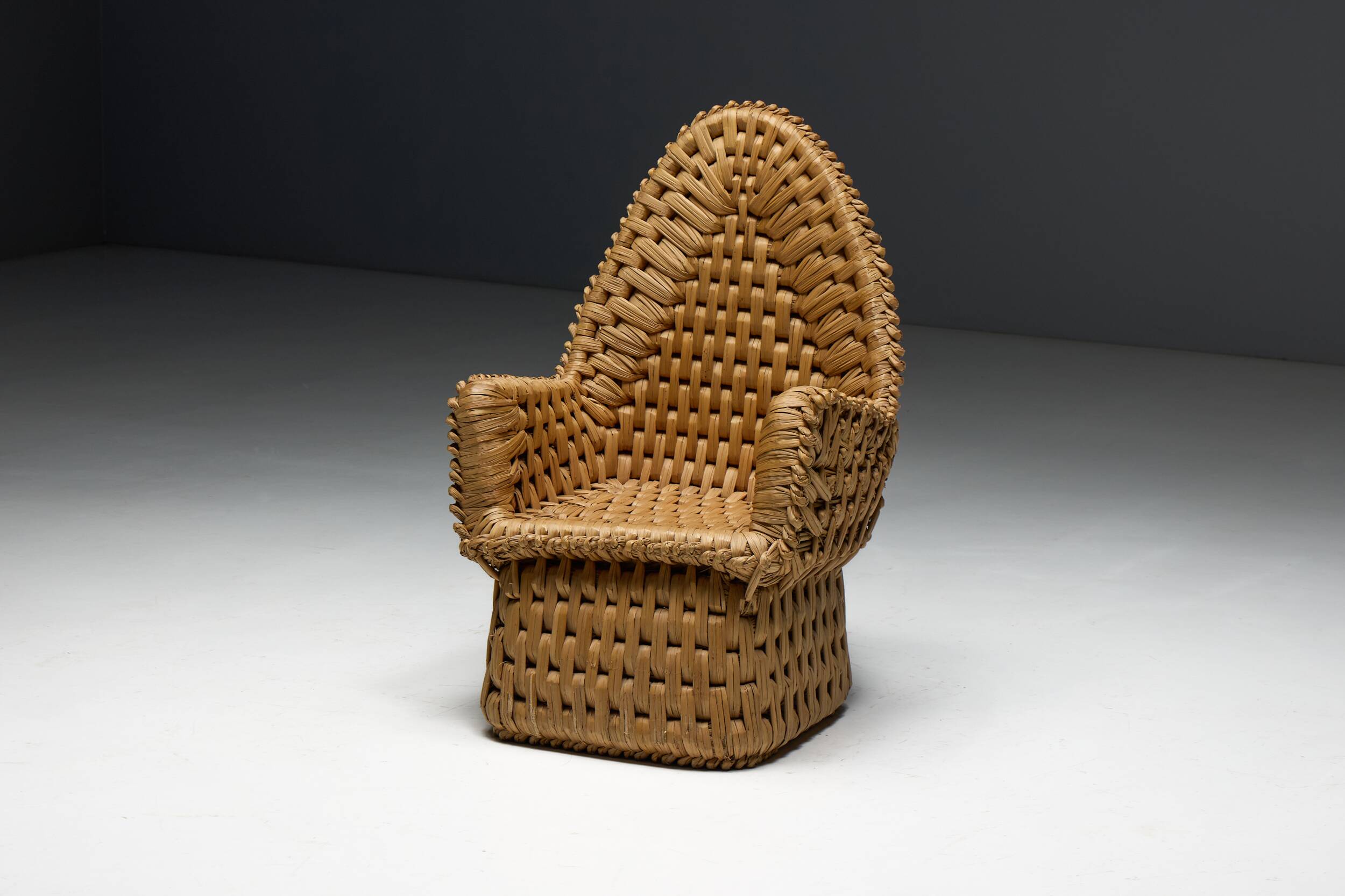 Vernacular Woven Straw Armchair, France, Early 20th Century