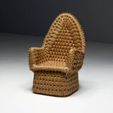 Vernacular Woven Straw Armchair, France, Early 20th Century