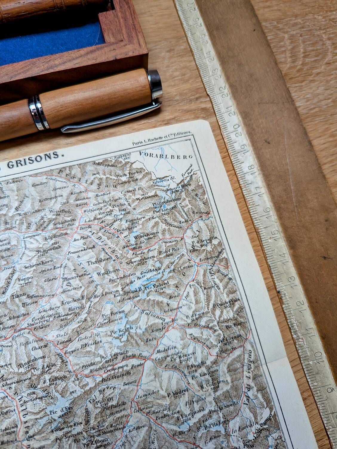 Imprimée en 1844, les Grisons, Suisse.