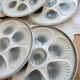 6 assiettes à huîtres vintage Moulin des Loups faïence dégradé bleu gris