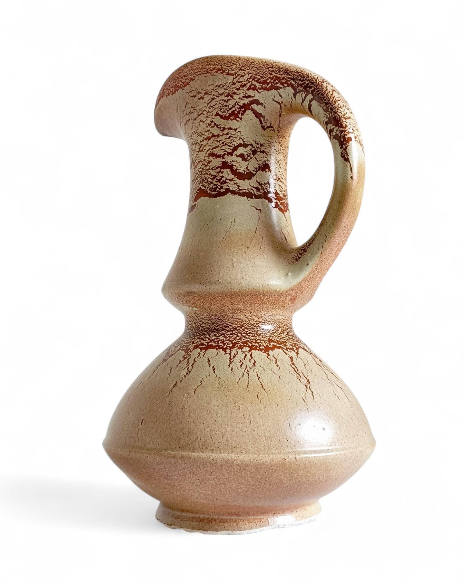 Mid-Century Ceramic Jug Vase by Roberto Rigon for Bertoncello, Signed, 1960s