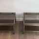 Pair of side tables in brushed steel. Guy Lefèvre for Maison Jansen