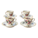 Set of 4 cups and 4 saucers Bernardaud Limoges – Chinese Birds