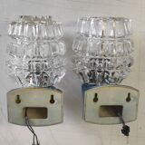 Blue glass and plastic wall lights - 1970s