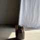 Black petrified wood side table with beige side H35 D24 - 3352