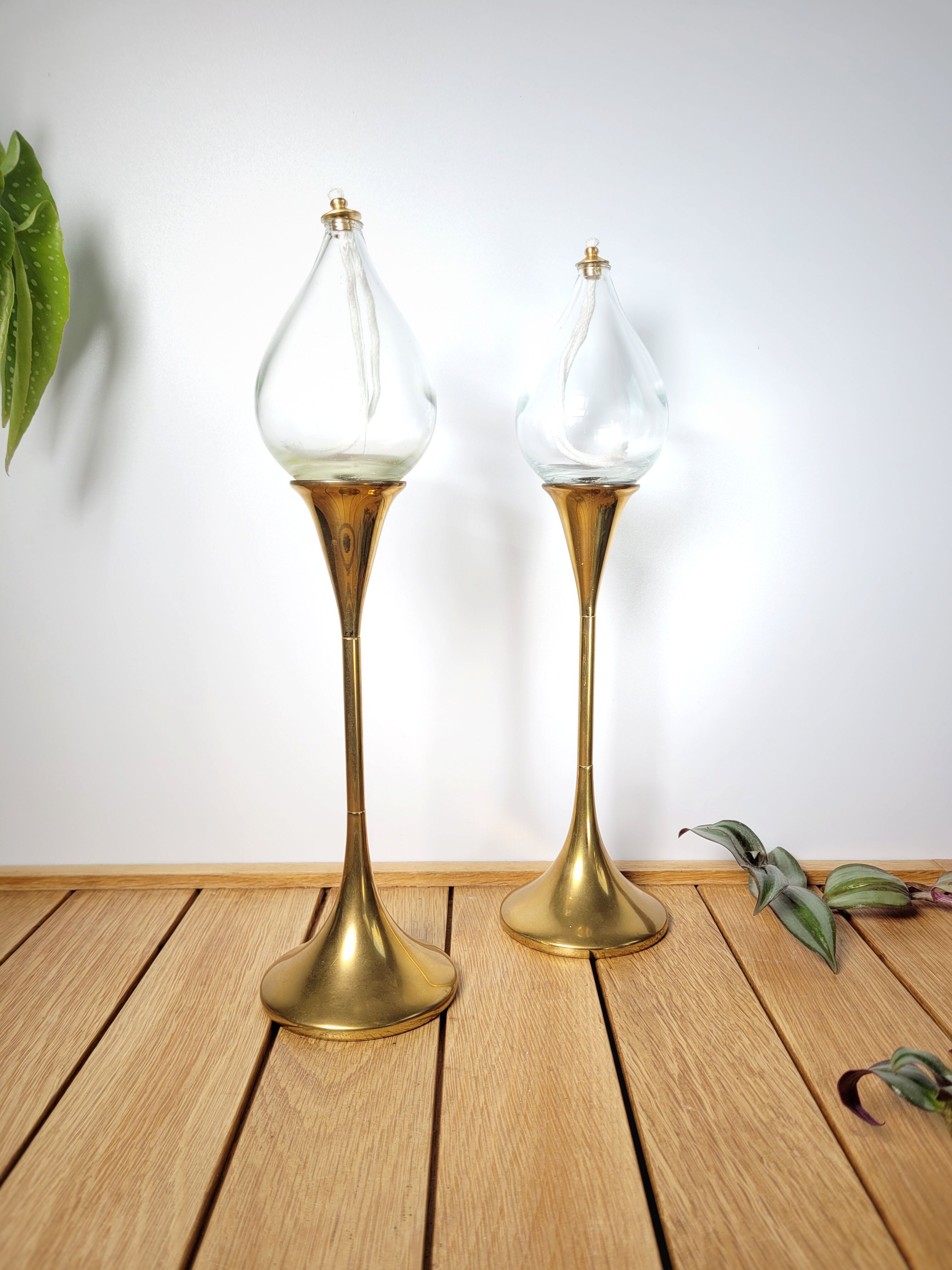 Pair oil lamps F. Andersen 70s