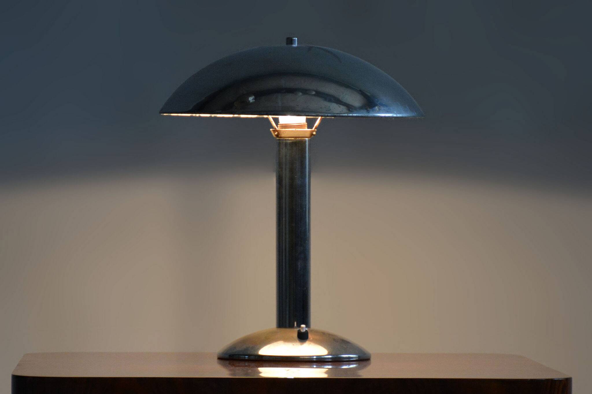 Restored art deco table lamp, by napako, new electrification, czech, 1930s