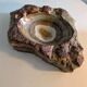 Vintage brutalist ashtray / catch-all in veined onyx and quartz – 1970s