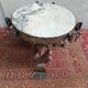 Jean-Maurice Rothschild (1902-1998) Table basse bois sculpté fer forgé et marbre