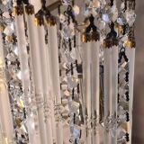 Pair of bedside tables with glass and crystal tassels 1970 to 80 chrome gold 41x 16